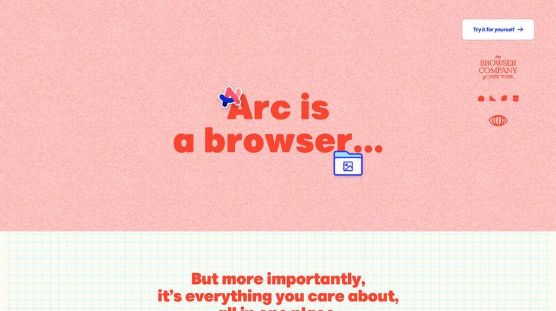 First out this week is this lovely, playful design for the landing page of Arc browser 🎉