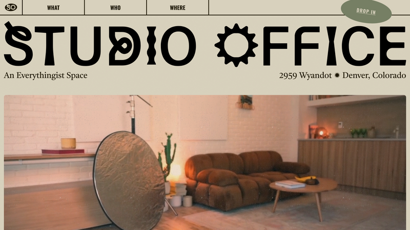 Kick-ass design for studio office. Cool vibe, colors and composition 💯